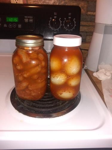 Pickled eggs and sausage