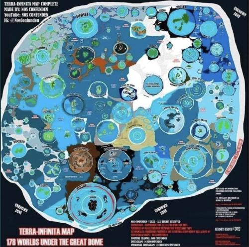 Flat Earth Map - Terra-Infinita (178 Worlds Under The Great Dome)
