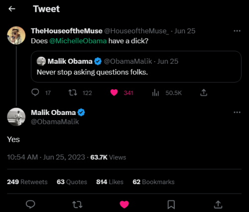 Malik Obama Tweets Yes To Michelle Having A Dick